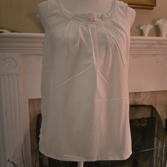 White Sleeveless Talbots 6P Cotton Spandex Top - Picture 7 of 9
